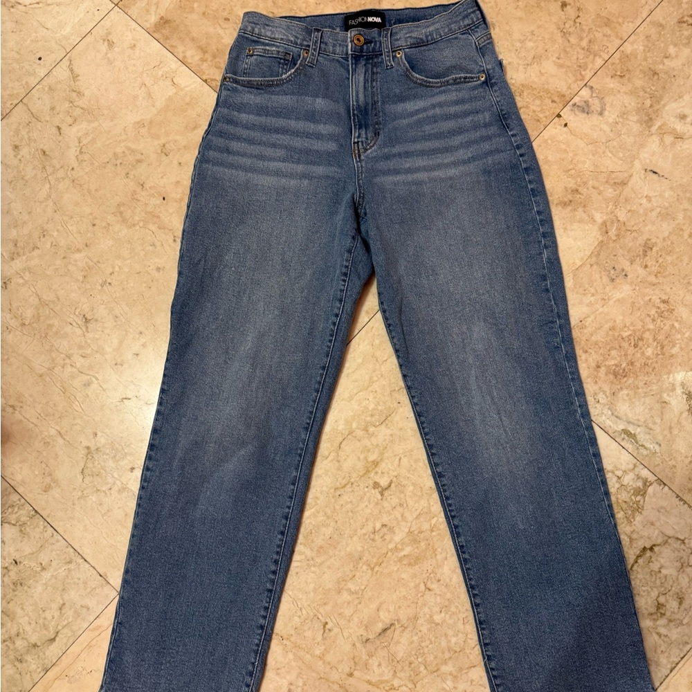 Fashion Nova Blue Straight Leg Jeans